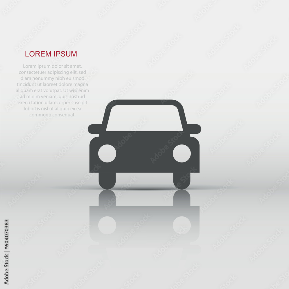 Car icon in flat style. Automobile car vector illustration on white isolated background. Auto business concept.