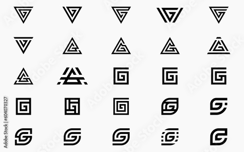 Initials Letter G logo design, Set Logo Design Icon Symbol