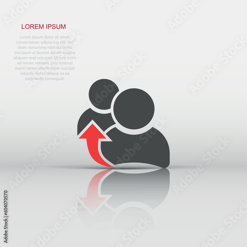 People referral icon in flat style. Business communication vector illustration on white isolated background. Reference teamwork business concept.