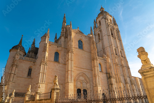 Segovia Cathedral - Gothic-style Roman Catholic cathedral located in the square Plaza Mayor square of the city of Segovia, in the community of Castile-Leon, Spain. Landmark and travel destination 