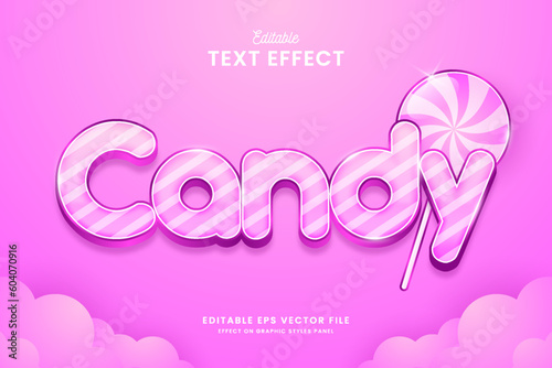 decorative candy editable text effect vector design