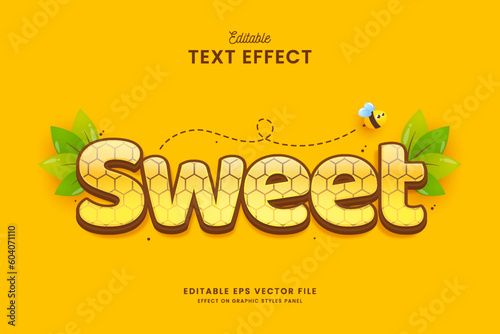 decorative honey editable text effect vector design