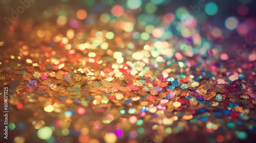 Colorful glitter lights defocused background, beautiful bokeh backdrop