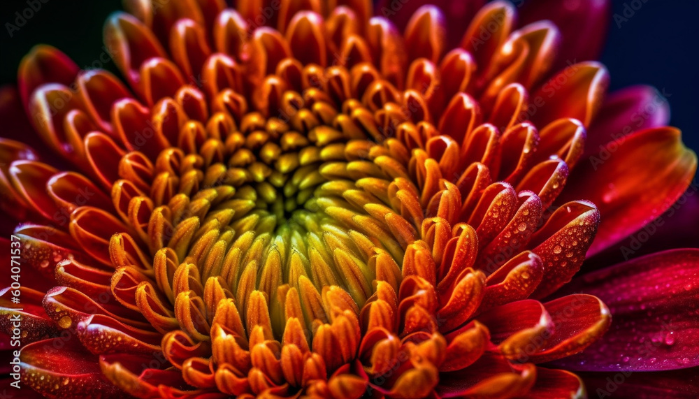 Vibrant pink and purple petals in dew generated by AI Vibrant pink and purple petals in dew generated by AI