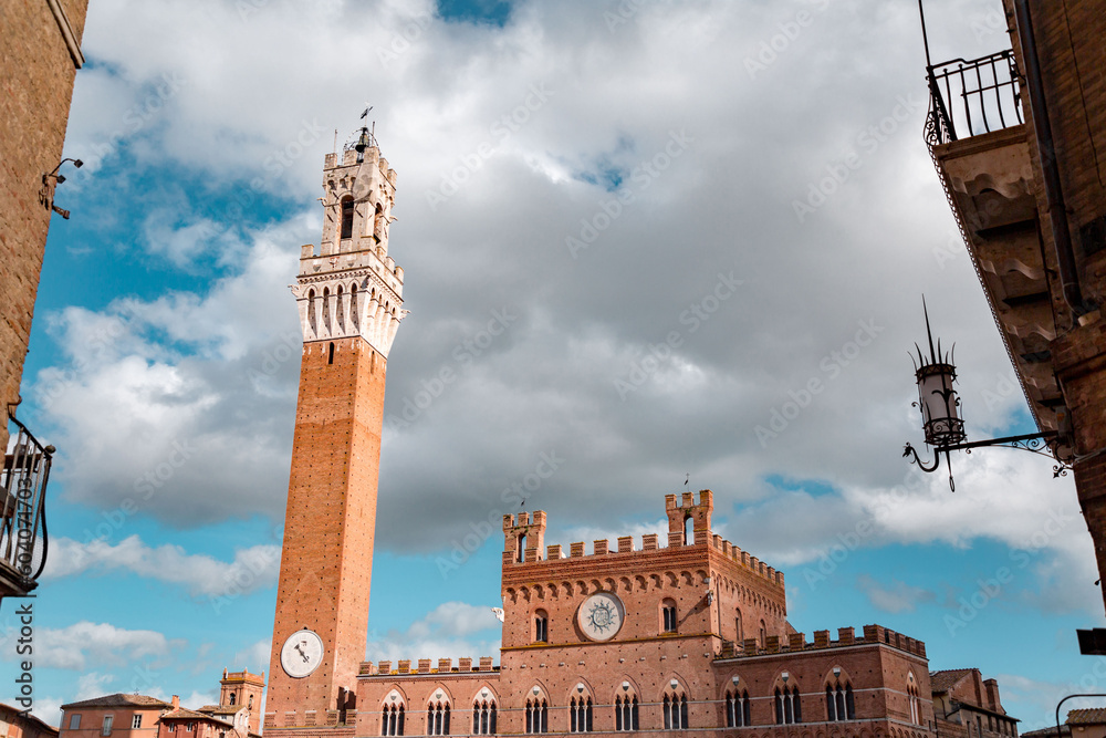 The Piazza del Campo, the central square of Siena, Italy