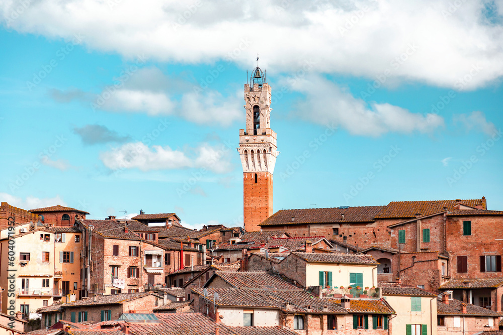 Aerial architecture and street view in Siena, Tuscany, Italy