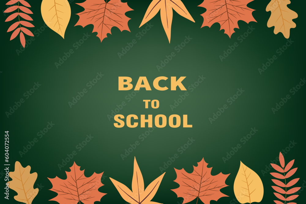 Background of bright autumn leaves and lettering back to school. Vector illustration of autumn background. Background of bright autumn leaves and lettering back to school. Vector illustration of autumn background.