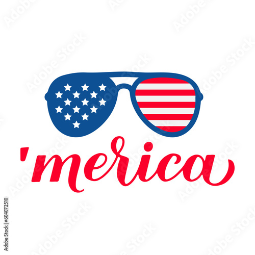 American patriotic sunglass. 4th of July design. USA Independence Day of America. Vector template for logo design, greeting card, banner, flyer, sticker, postcard, etc