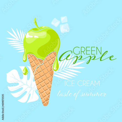 apple ice cream, taste of summer, hand drawn