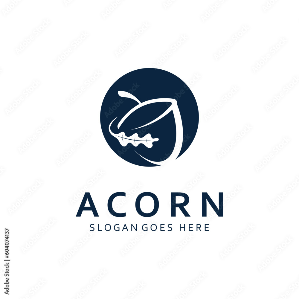 Acorn Logo Template with Leaves Acorn Logo Template with Leaves