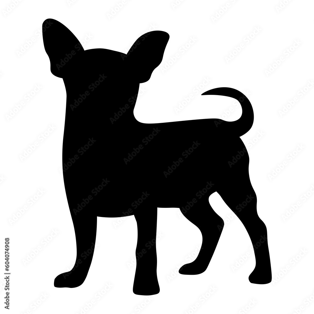 Black silhouette of a dog breed chihuahua