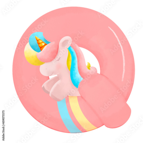 Alphabet with cute unicorn, font in hand-drawn cartoon style. Vector illustration for your design