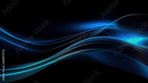 Modern Abstract Wave: Light Stroke Line Fading on Dark Blue and Black Background.