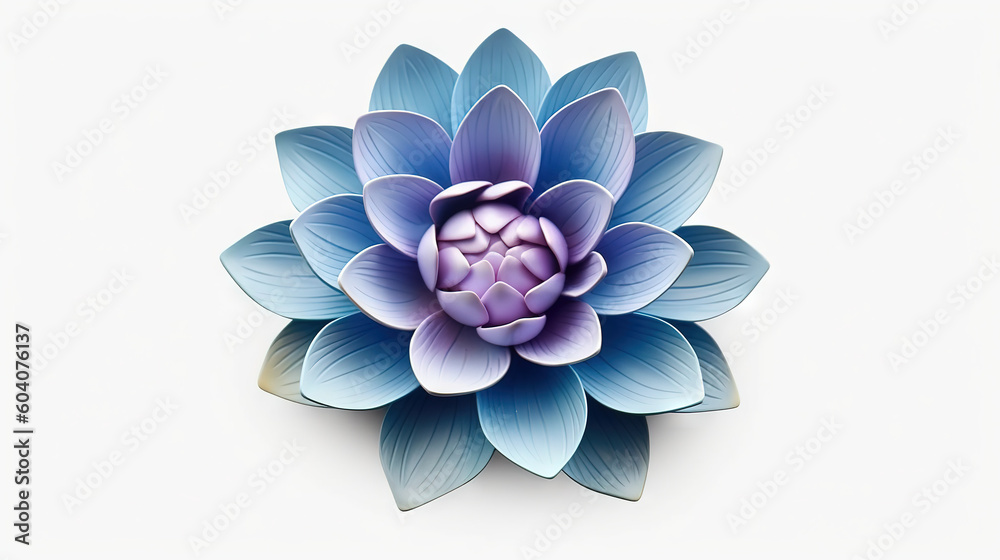 blue lotus flower on white background 3d