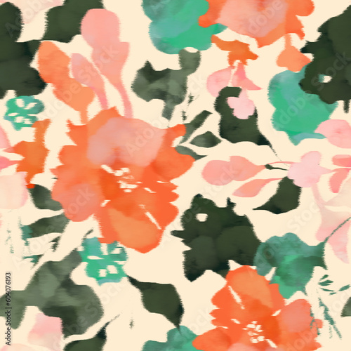 Abstract blur militar Floral Seamless Pattern 
