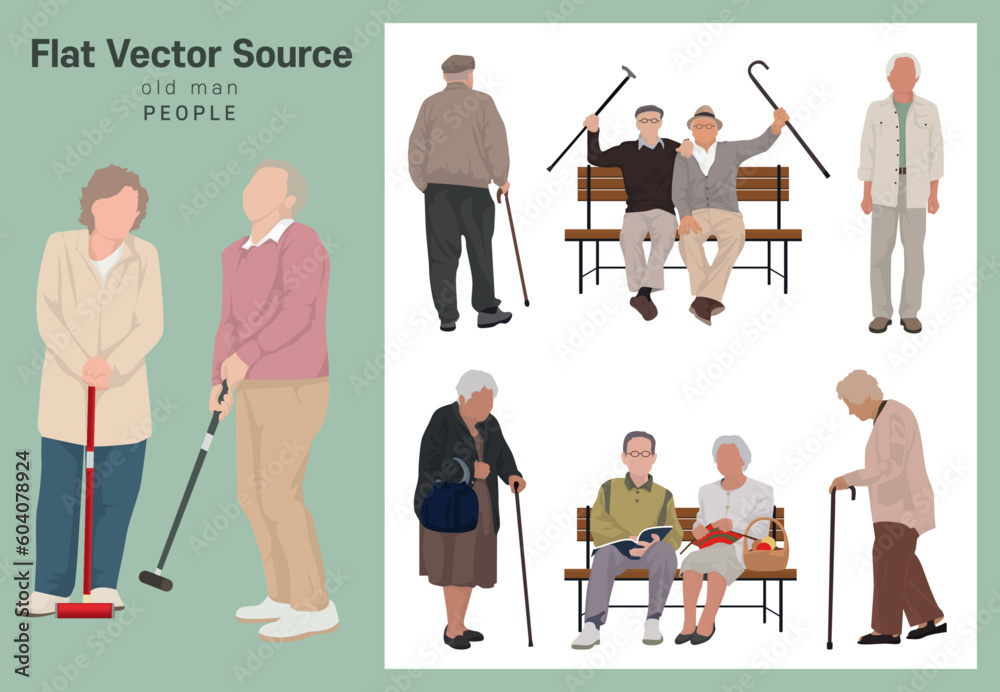Respect for the elderly and welfare society of elderly couples with walking sticks in aging modern society - obrazy, fototapety, plakaty 