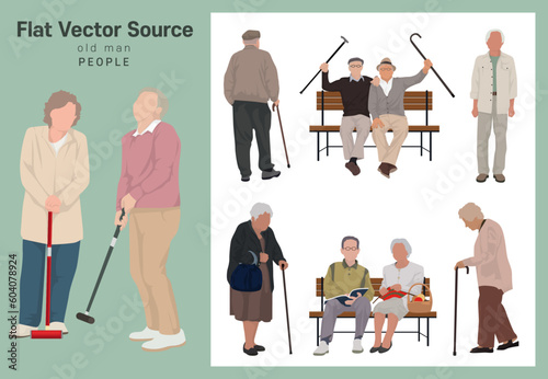 Respect for the elderly and welfare society of elderly couples with walking sticks in aging modern society