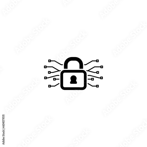 Cyber security icon. Padlock locked icon isolated on white background