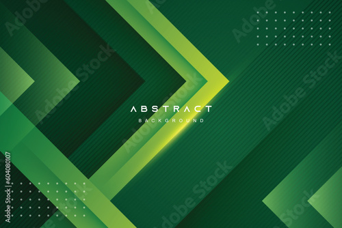 modern green gradient abstract background with shiny realistic 3D paper cut elements