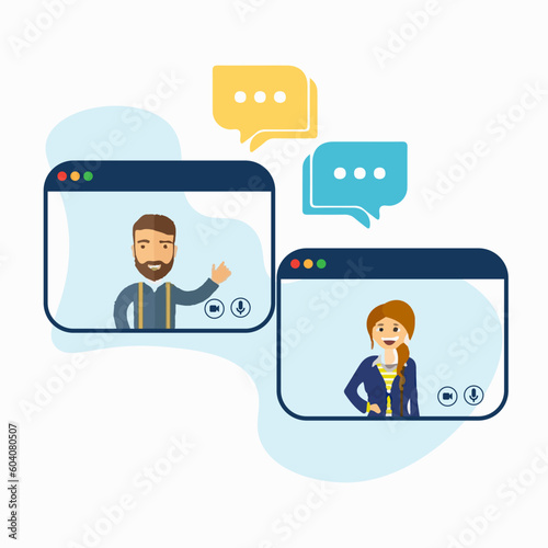 Video call conference, working from home, social distancing, business discussion. Zoom. Google meet. Webex. UI. UX. User interface user experience. photo