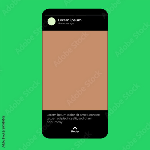 Social media stories mockup template. mobile phone illustration with chat screen app, messaging template. Whatsapp. Facebook. Line. We Chat. WeChat. Iphone Chat. IMessage. Instagram. Spotify Android
