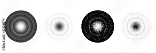 Concentric circle gradients in halftone and stippling effects