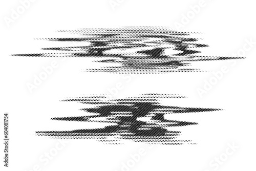 Glitch distortion graphics in retro halftone style