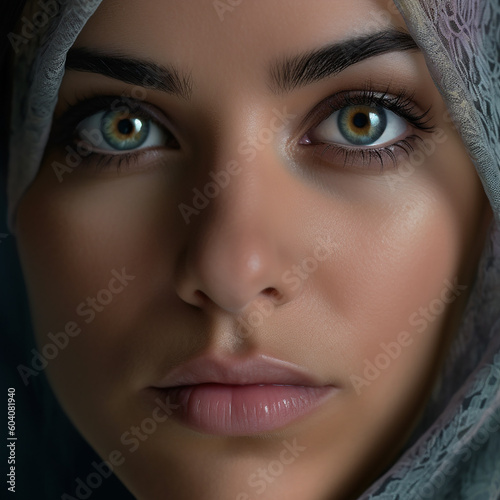 Ai Generated close up portrait of a Persian Woman very beautiful eyes 