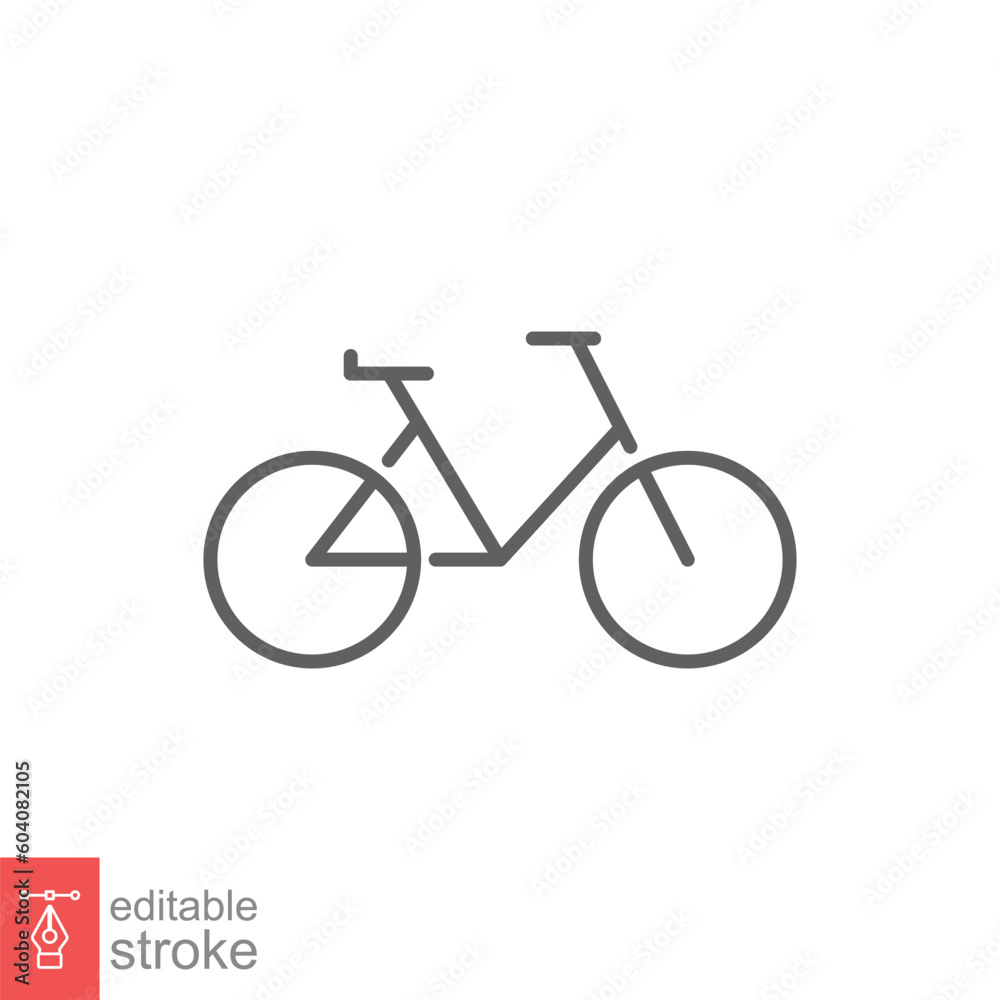 Bike icon. Simple outline style. Cycle, race, wheel, ride, adventure, cyclist, sport concept. Thin line symbol. Vector illustration isolated on white background. Editable stroke EPS 10. Bike icon. Simple outline style. Cycle, race, wheel, ride, adventure, cyclist, sport concept. Thin line symbol. Vector illustration isolated on white background. Editable stroke EPS 10.