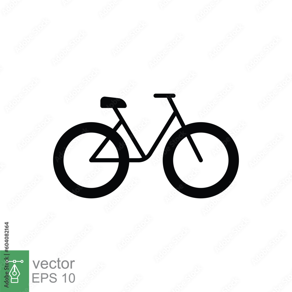 Bike icon. Simple solid style. Cycle, race, wheel, ride, adventure, cyclist, sport concept. Black silhouette, glyph symbol. Vector illustration isolated on white background. EPS 10. Bike icon. Simple solid style. Cycle, race, wheel, ride, adventure, cyclist, sport concept. Black silhouette, glyph symbol. Vector illustration isolated on white background. EPS 10.