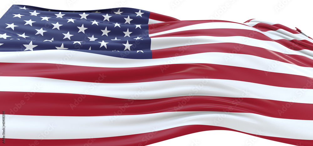 Obraz premium Proudly Flying: Vibrant 3D USA Flag Illustrates National Pride