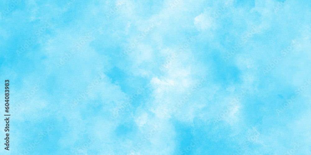 Abstract Watercolor shades blurry and defocused Cloudy Blue Sky Background, blurred and grainy Blue powder explosion on white background, Classic hand painted Blue watercolor background for design.