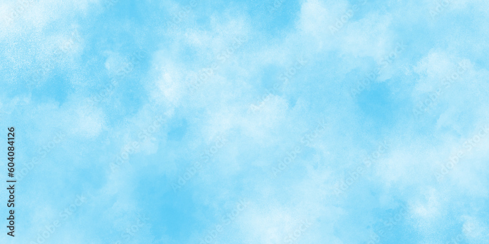 Abstract Watercolor shades blurry and defocused Cloudy Blue Sky Background, blurred and grainy Blue powder explosion on white background, Classic hand painted Blue watercolor background for design.	