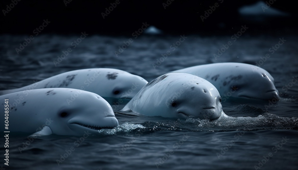 Fototapeta premium Wet sea lion smiling, looking at camera generated by AI
