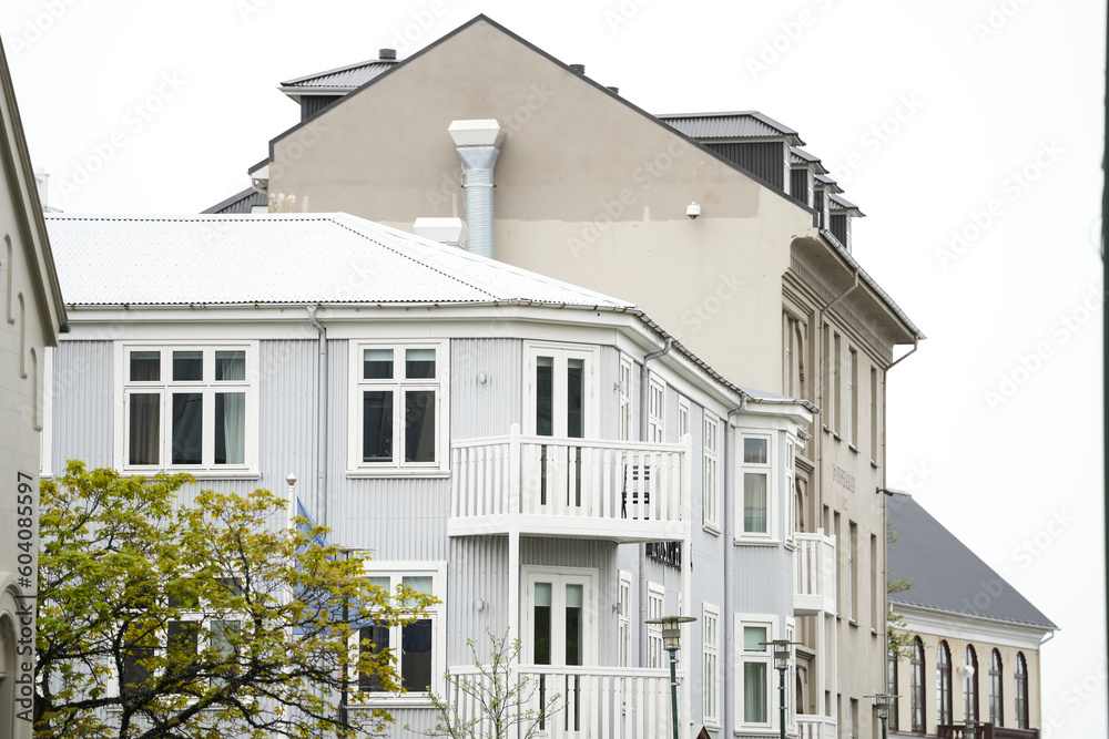 beautiful buildings in the city of Reykjavik, Iceland. details. 