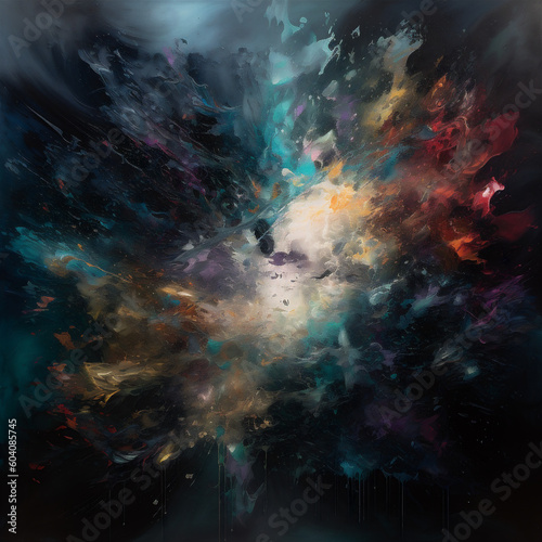 Explosion-like colored powder background
