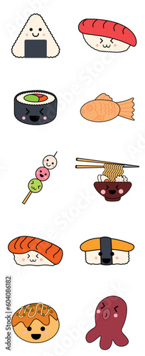 Cute Doodle Japanese Food Illustration Set Collection
