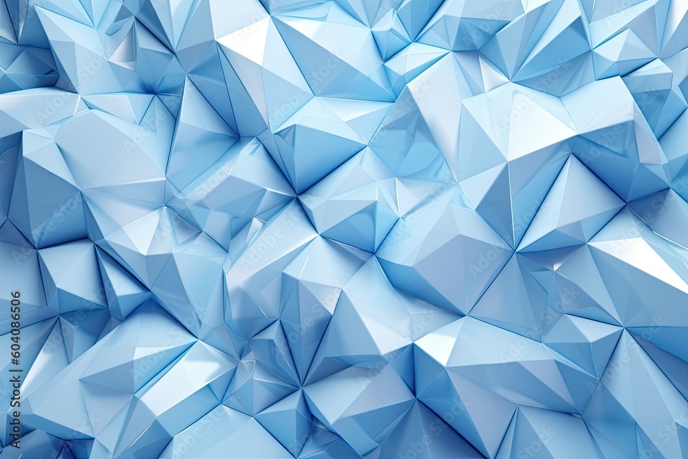 Beautiful futuristic Geometric background - ice light blue and white tones - Generative AI