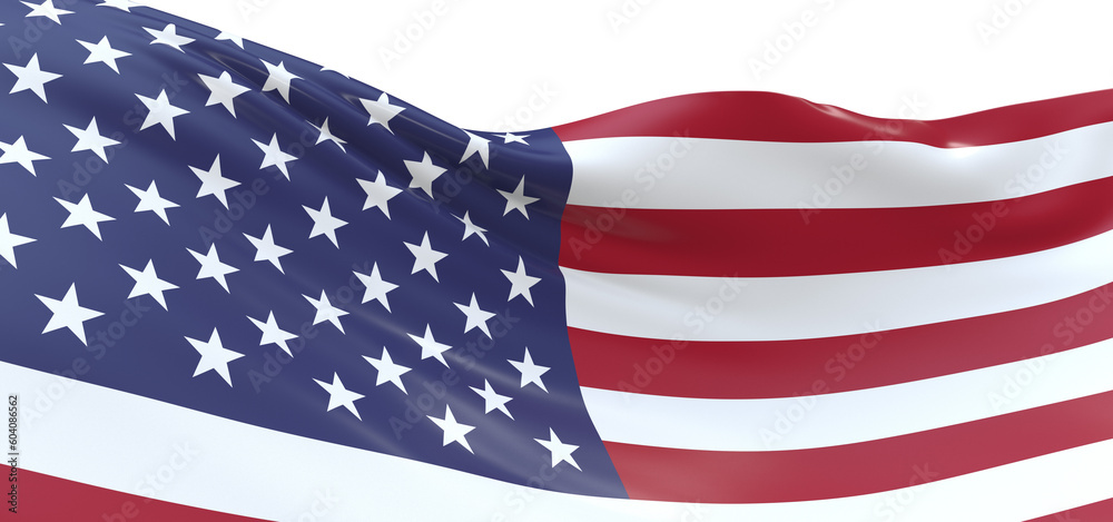 United States flag isolated on white banner United States flag isolated on white banner