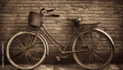 Rusty old bicycle, an antique mode of transport generated by AI