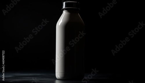 Fresh milk in glass bottle, label clean generated by AI