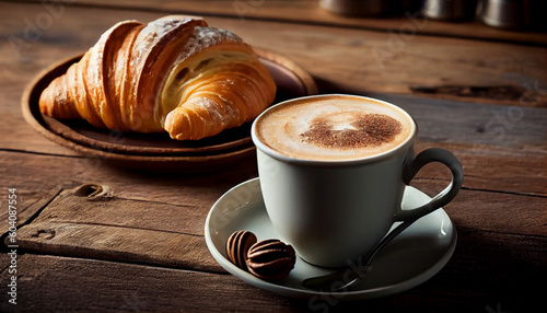 cup of coffee and croissant