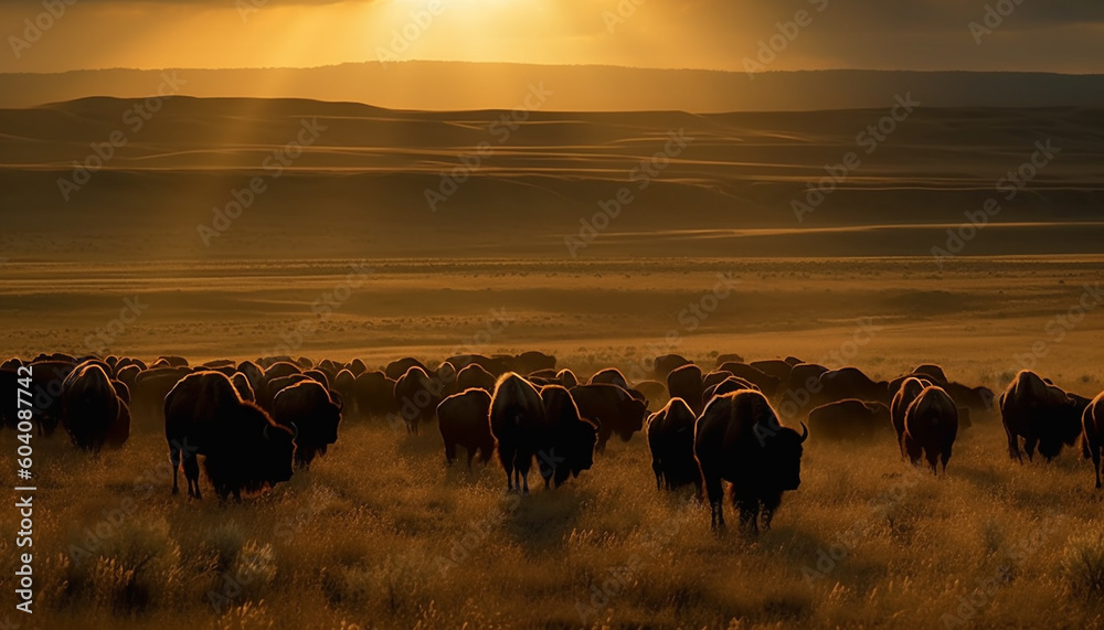 Cattle herd grazing on rural farm meadow generated by AI Cattle herd grazing on rural farm meadow generated by AI