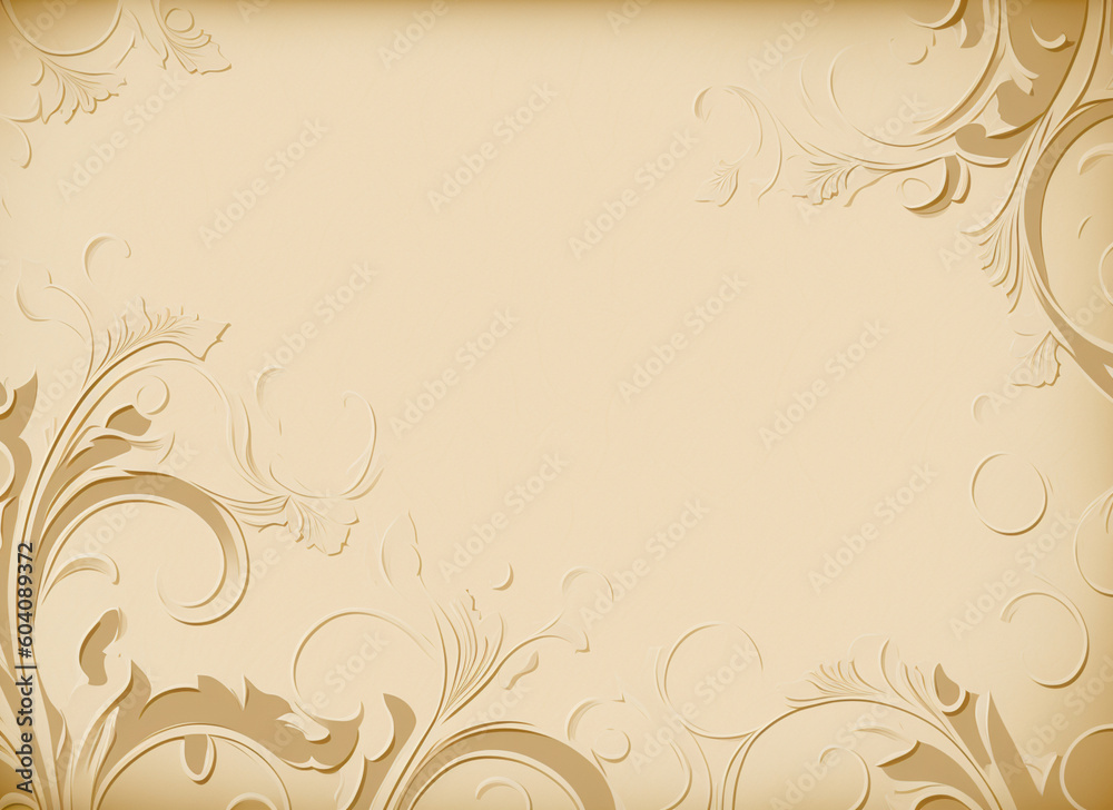 pastel beige background with ornament, background with copy space pastel beige background with ornament, background with copy space