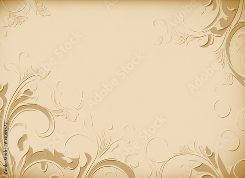pastel beige background with ornament, background with copy space 