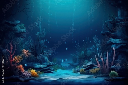 Wonderful and beautiful underwater world with corals and tropical fish. Animals of underwater sea world. Ecosystem. Aquarium. World ocean wildlife. Coral reef and fishes