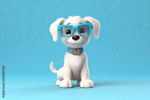 Cute Cartoon Dog Wearing Glasses  Generative AI 
