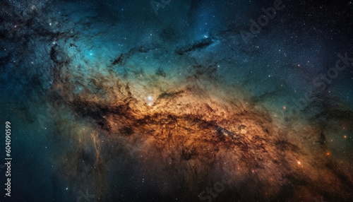 Glowing star field, spiral galaxy, Milky Way generated by AI