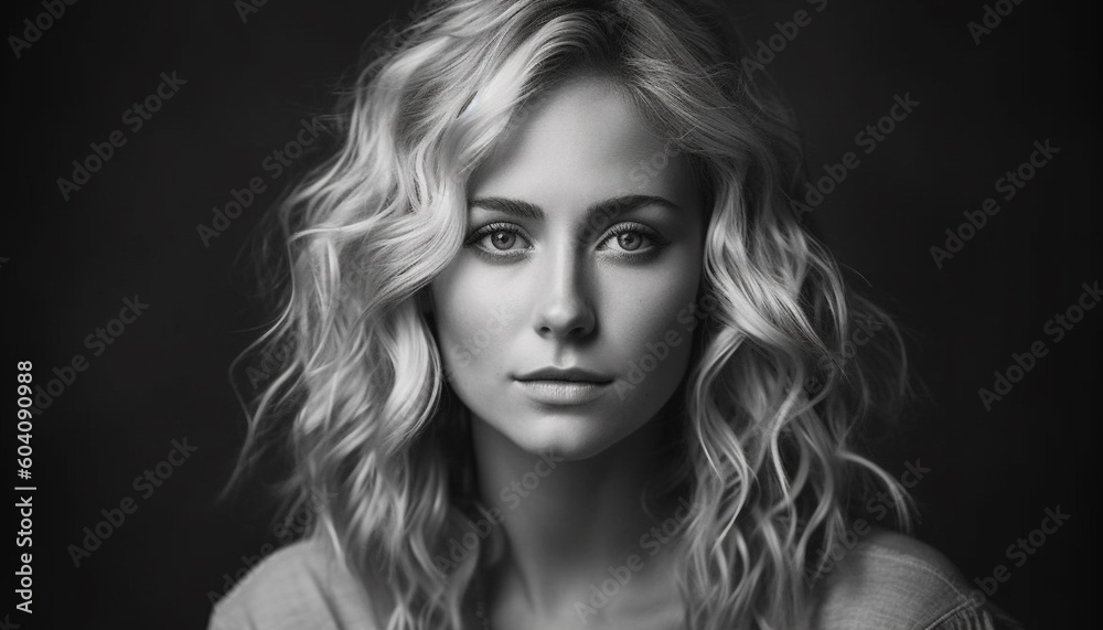Beautiful caucasian woman with long blond hair generated by AI Beautiful caucasian woman with long blond hair generated by AI