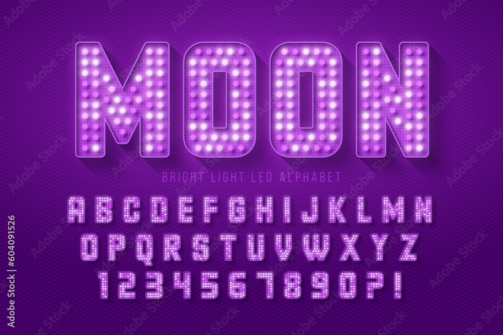Retro cinema alphabet design, cabaret, LED lamps letters and numbers. Retro cinema alphabet design, cabaret, LED lamps letters and numbers.